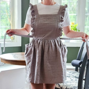 Cross Back Pinafore Apron with Gathered Bib Trim| PDF Sewing Pattern | Digital Instant Download | Print at Home | One Size | Kitchen Apron
