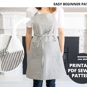 Modern Kitchen Apron | PDF Sewing Pattern | Digital Instant Download | Print at Home | Unisex Apron | One Size | His and Hers Apron Pattern