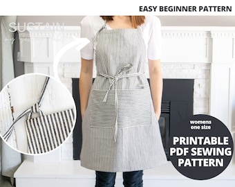 Modern Kitchen Apron | PDF Sewing Pattern | Digital Instant Download | Print at Home | Unisex Apron | One Size | His and Hers Apron Pattern