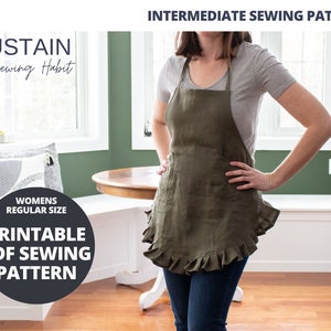 Women&#39;s Apron with Pleats | PDF Sewing Pattern | Digital Instant Download | Print at Home | One Size | Apron for her