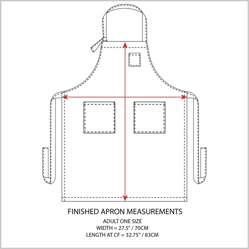 3-Pocket Kitchen Apron Unisex Apron Pattern PDF Sewing Patterns Digital Instant Download Classic Apron One Size Fits Most image 6