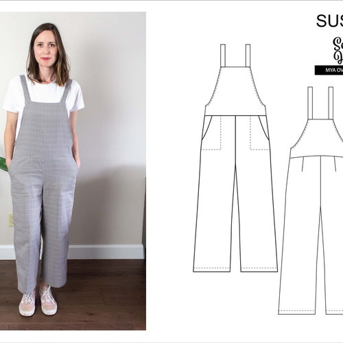 LAUREN Easy Dungarees PDF Sewing Pattern - Etsy