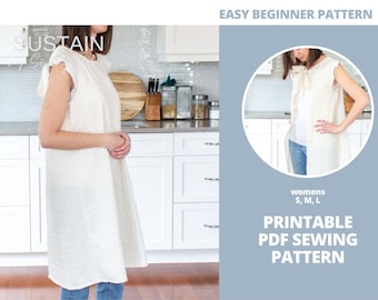 Delantal estilo pichi / Patrón de costura en PDF / Delantal de inspiración vintage de dos usos / Descarga instantánea / Impresión en casa / Tallas de mujer: S, M, L