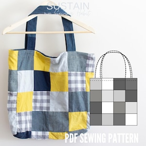 Molde em PDF para Bolsa Tote Patchwork | Sacola de Compras Reutilizável (Download Digital)