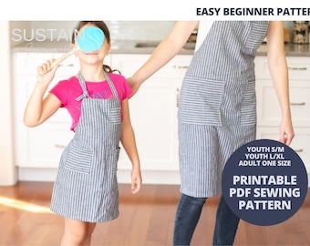 Matching Kitchen Aprons | Adult and Kids Matching Aprons | PDF Sewing Patterns | Digital Instant Download | Mommy and Me | Daddy and Me