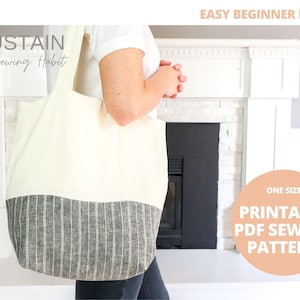 Reusable Shopping Bag | PDF Sewing Pattern | Digital Instant Download | Print at Home | Standard Size Cloth Bag