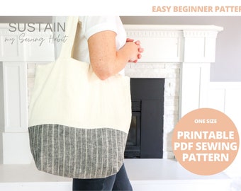 Reusable Shopping Bag | PDF Sewing Pattern | Digital Instant Download | Print at Home | Standard Size Cloth Bag