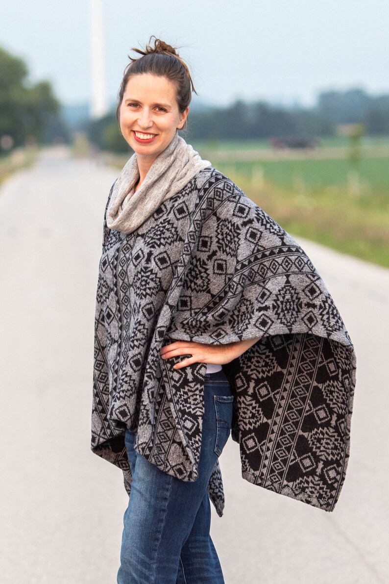 Cowl Neck Poncho | PDF Sewing Pattern | Easy to Wear | Comfort and Style | Instant Download | Print at Home | ONE SIZE image 4