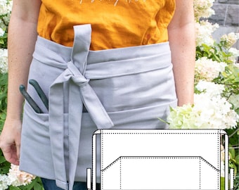 Hipster Apron | PDF Sewing Pattern | Digital Instant Download | Print at Home | One Size | Unisex Garden and Utility Quarter Apron