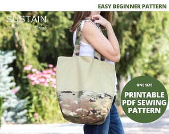 Large Tote Bag | PDF Sewing Pattern | Digital Instant Download | Print at Home | Casual Multi Purpose Tote Bag with Inside Pocket