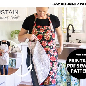 Reversible Apron | PDF Sewing Pattern | Digital Instant Download | Print at Home | One Size | 2 sided kitchen apron