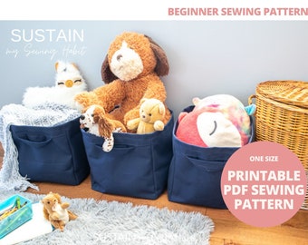 Storage Fabric Cube | PDF Sewing Pattern | Instant Download | Fits Standard Storage Cubes | Foldable Storage Bin with Handles for Organzing