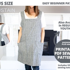 PLUS SIZE Cross Back Apron with Square Neck | PDF Sewing Pattern | Womens Pinafore | Multi Use Apron | Instant Download | Print at Home