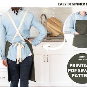 Stylist Apron with Overlapping Back Straps | PDF Sewing Pattern | Digital Instant Download | Print at Home | Unisex Apron | One Size