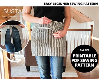 Waist Apron Classic Fit | PDF Sewing Pattern | Digital Instant Download | Print at Home | One Size | Unisex Utility, All-Purpose Apron