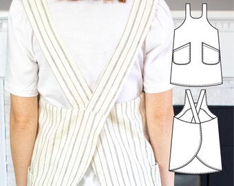 PLUS SIZE Cross Back Apron with Round Neck | PDF Sewing Pattern | Womens Pinafore | Instant Download | Print at Home | Plus Size