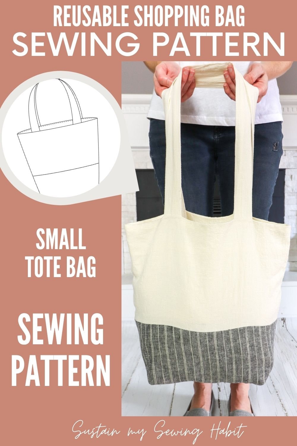 Reusable Shopping Bag | PDF Sewing Pattern | Digital Instant Download ...