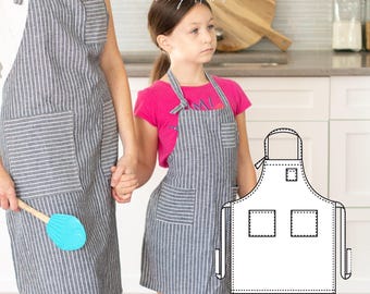 Matching Kitchen Aprons | Adult and Kids Matching Aprons | PDF Sewing Patterns | Digital Instant Download | Mommy and Me | Daddy and Me