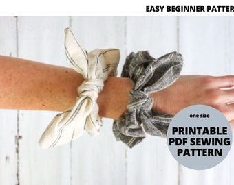 Scrunchie with Removable Bow | PDF Sewing Pattern | Scrunchie | Instant Download | Print at Home | One Size Scrunchie | Bunny Ear Scrunchie