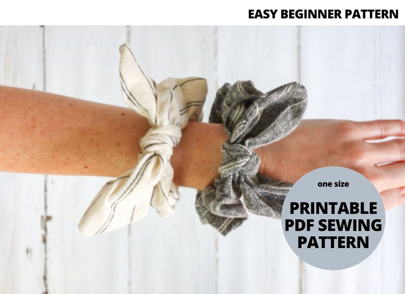 Scrunchie With Removable Bow | PDF Sewing Pattern | Scrunchie | Instant ...