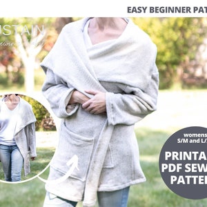 Women's Oversized Wrap Cardigan | PDF Sewing Pattern | Cozy, Easy to Wear Cardi | Digital Instant Download | Print at Home | US S/M & L/XL