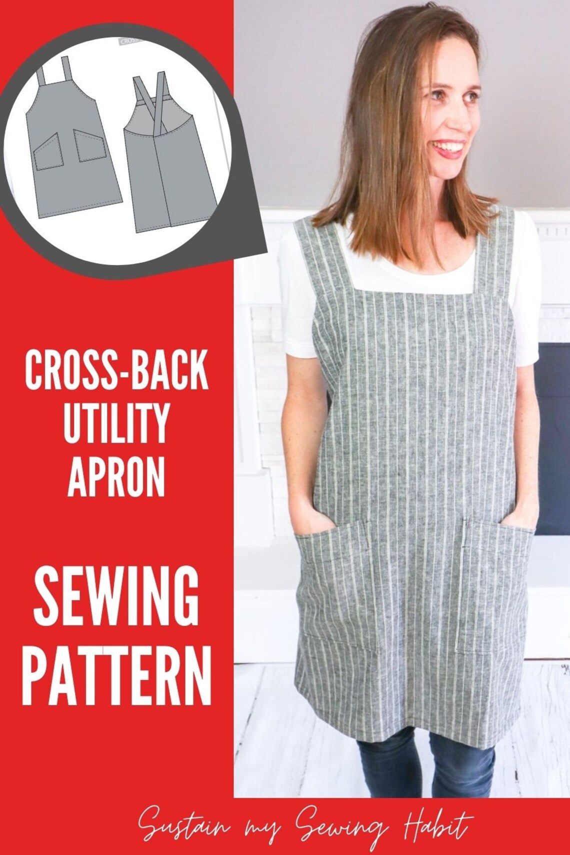 Women's CrossBack Utility Apron / PDF Sewing Pattern / Etsy