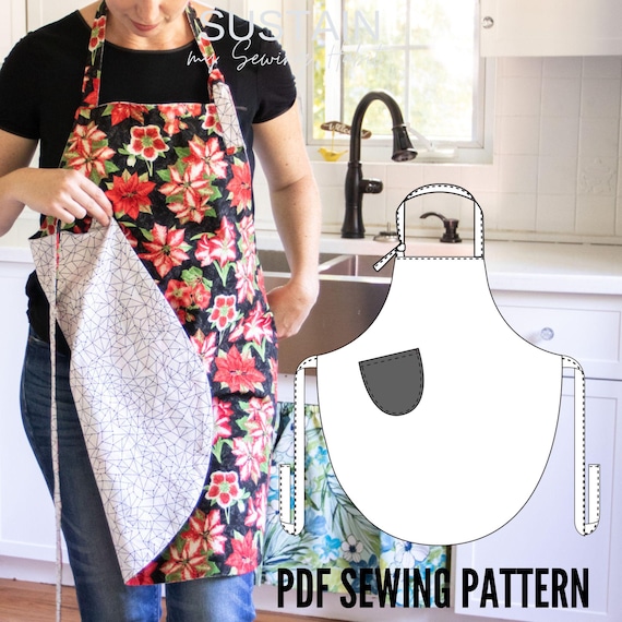 Reversible Apron | PDF Sewing Pattern | Digital Instant Download | Print at Home | One Size | 2 sided kitchen apron