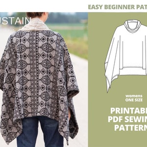 Cowl Neck Poncho | PDF Sewing Pattern | Easy to Wear | Comfort and Style | Instant Download | Print at Home | ONE SIZE