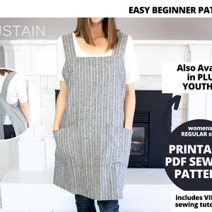 S to 3XL Cross Back Apron Sewing Pattern /japanese Pinafore