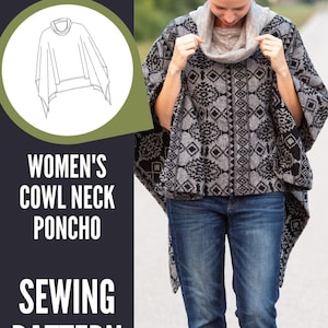 Cowl Neck Poncho | PDF Sewing Pattern | Easy to Wear | Comfort and Style | Instant Download | Print at Home | ONE SIZE image 9