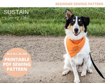 Doggy Bandana | PDF Sewing Pattern | Instant Download | Print at Home | Pattern Sizes XS-XXL fitting 8"-25" neck circumference