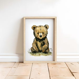 Maple Mischief – Woodland Bear Nursery Wall Art, Cute Baby Bear Print, Forest Animal Decor, Watercolor Cub Poster, Woodland Whimsy Art