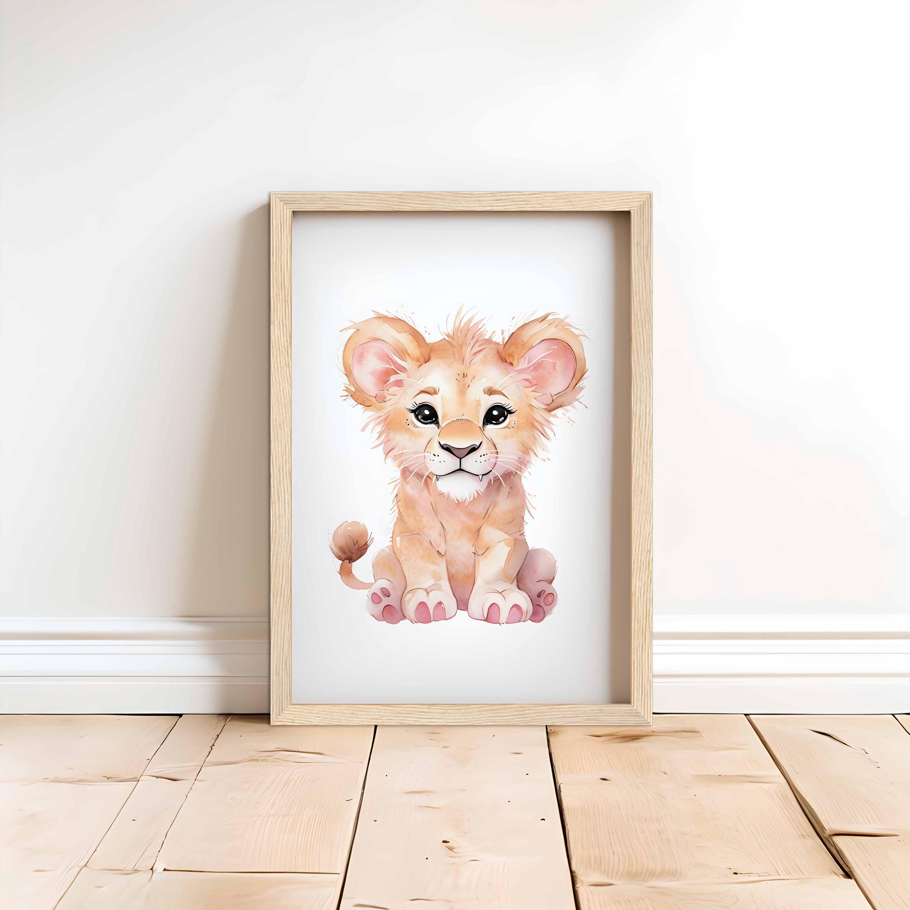 Little Roar – Baby Lion Wall Art, Safari Nursery Print, Jungle Animal Decor, Cute Cub Artwork for Kids Room, Safari Sweethearts Collection