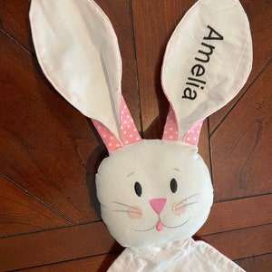 Crinkle bunny ears lovey, baby blanket, personalize optional