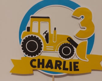 Custom JCB digger cake topper, construction cake topper, digger cake topper, birthday cake topper, name cake topper, age cake topper