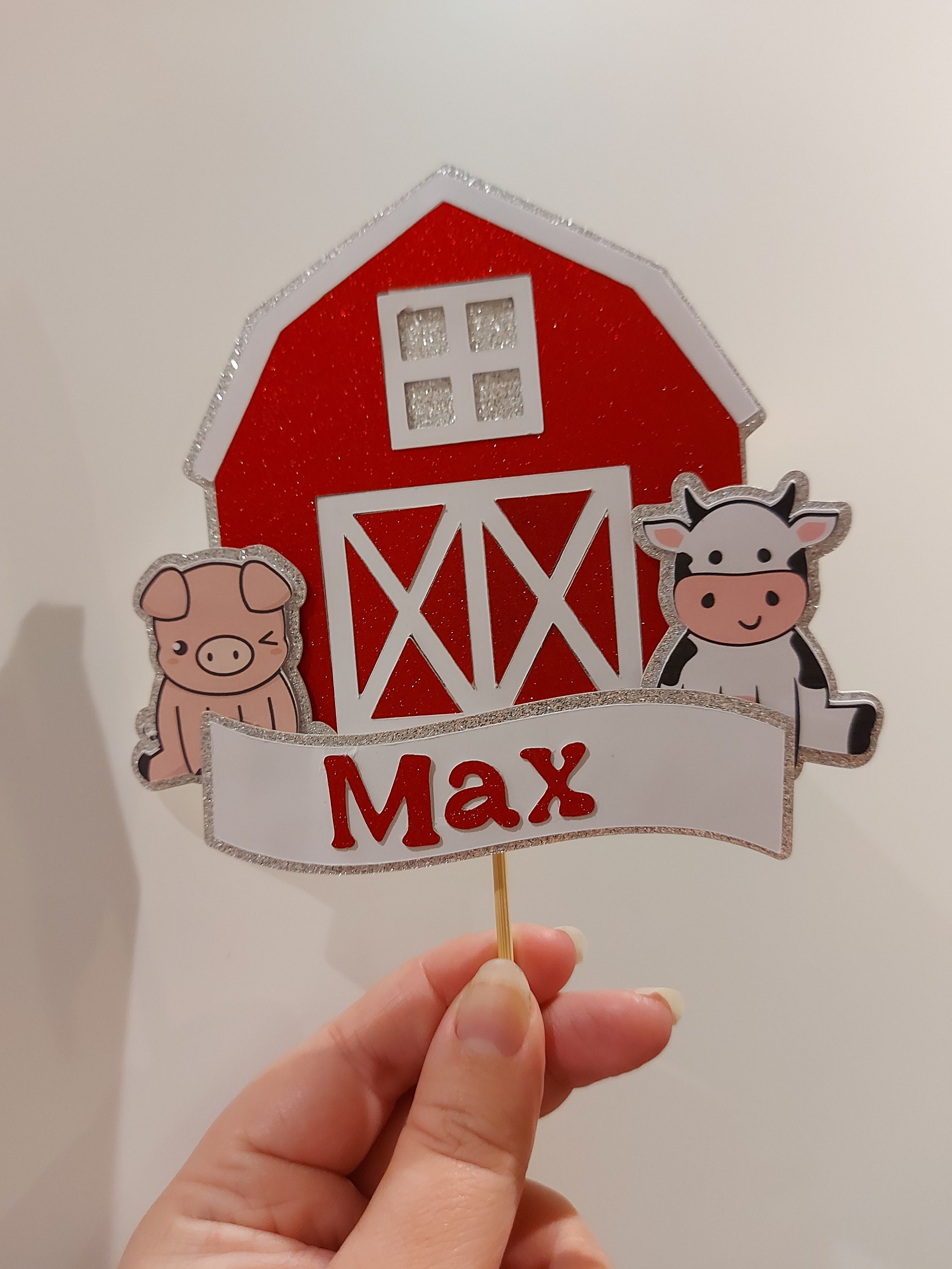 Farmyard cake topper, farm animal cake topper, farm Cake Topper, barn cake topper,  Personalized Cake Topper, animal cake topper, Name cake
