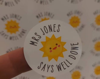 Personalisierte Lehrer Aufkleber: Well Done Reward Sticker
