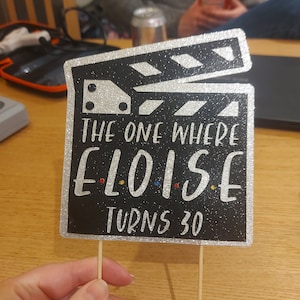 TV inspired cake topper, friends inspired cake topper, clapboard cake topper, friends fan cake topper, Custom name cake topper, adult topper
