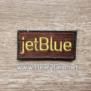 Jet Blue Flight Suit Pencil Tab Patch  (2 inch by 1 inch with velcro back)