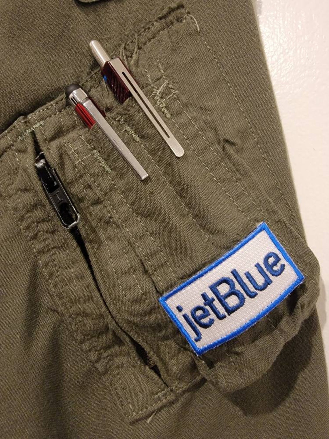 Jet Blue Flight Suit Pencil Tab Patch 2 Inch by 1 Inch With Velcro Back Etsy
