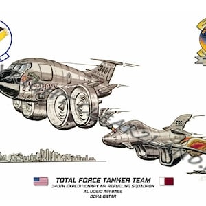 340th EARS KC-135 CARICATURE Lithograph