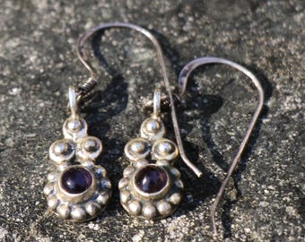 Vintage Sterling Silver Amethyst Earrings: 925 Marked Purple Gemstone Jewelry