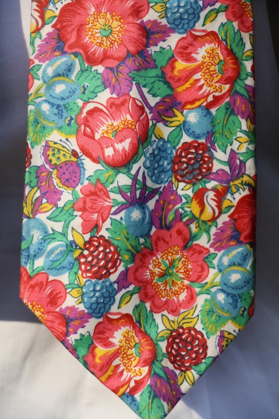 Vintage Liberty Tana Lawn Tie: Floral Print, Soft Cotton Necktie