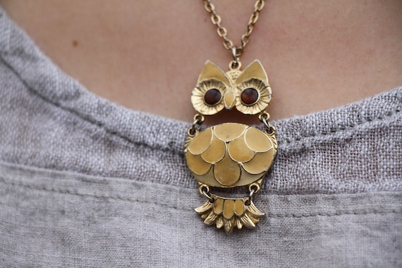 Owl Animal Totem Pendant Necklace - Cute, Enamele… - image 2