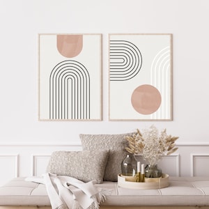 Ensemble d&#39;arcs, 2 pièces, art imprimable, impression d&#39;art numérique, beige, marron, orange, PDF, téléchargement, affiche, art abstrait, bohème, décoration murale