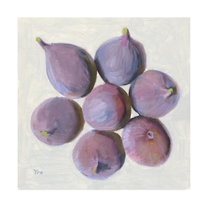 Feigen Gemälde Originalkunst, Frucht auf grauem Hintergrund, Früchte Malerei, Feigen Kunst, Frucht Geschenk, Küche Dekoration