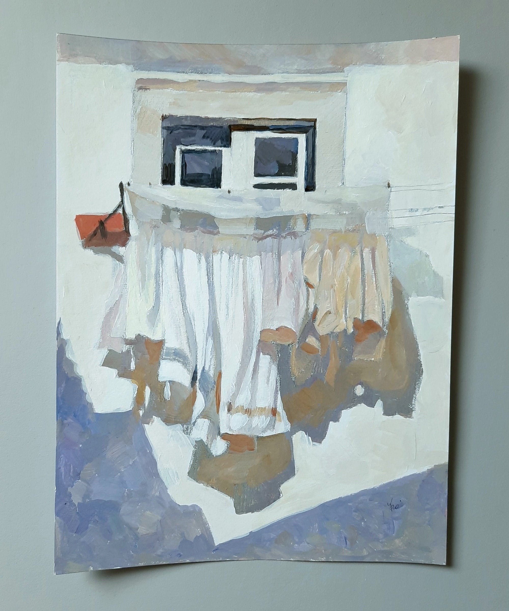 Hängende Wäsche Bild Wäscheleine Malerei Bild mit Wäsche in | Etsy