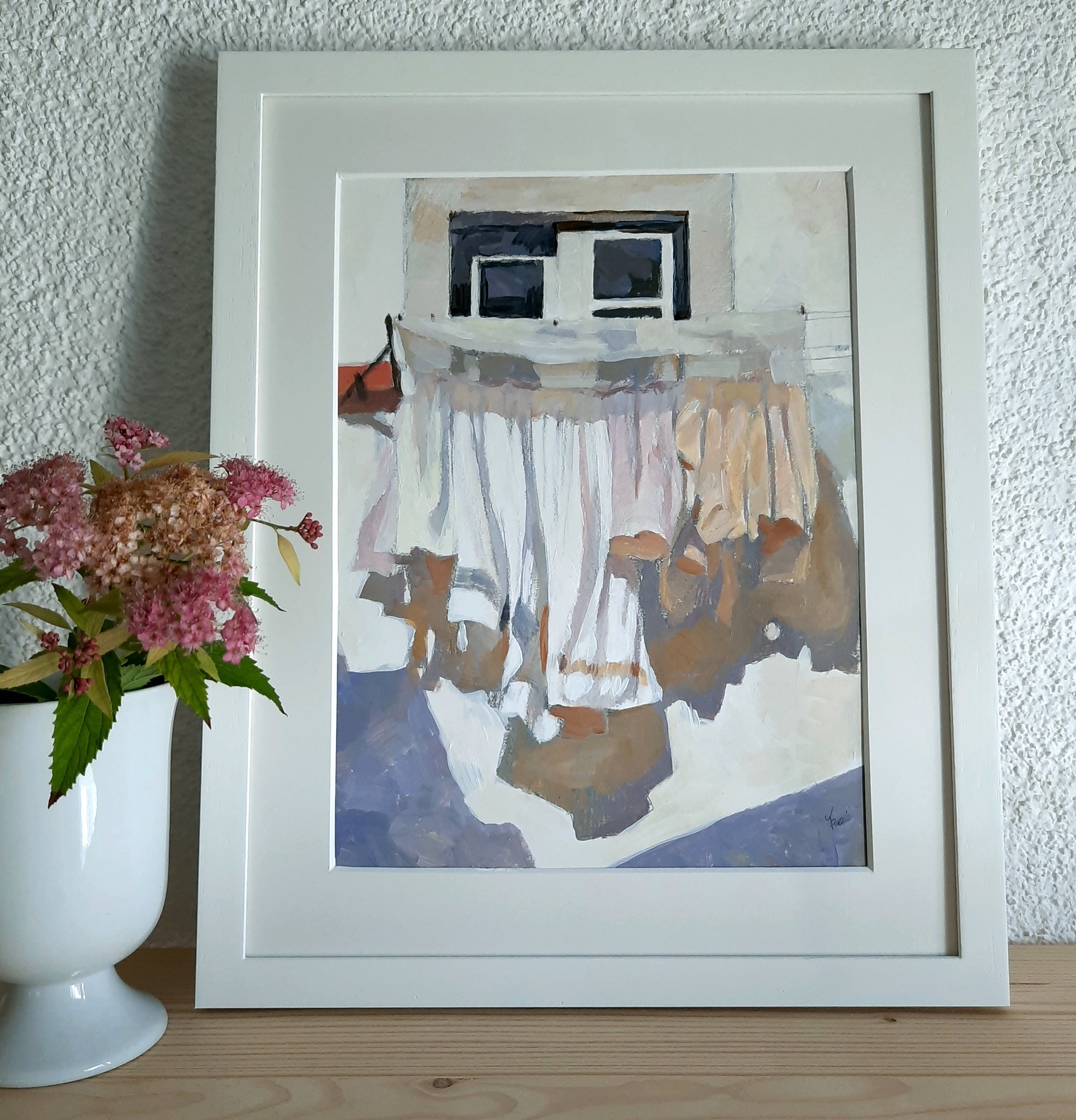 Hängende Wäsche Bild Wäscheleine Malerei Bild mit Wäsche in | Etsy