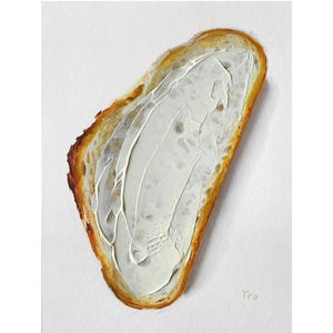 Boterbrood 3D-schilderij op karton, originele broodkunst, broodschildering