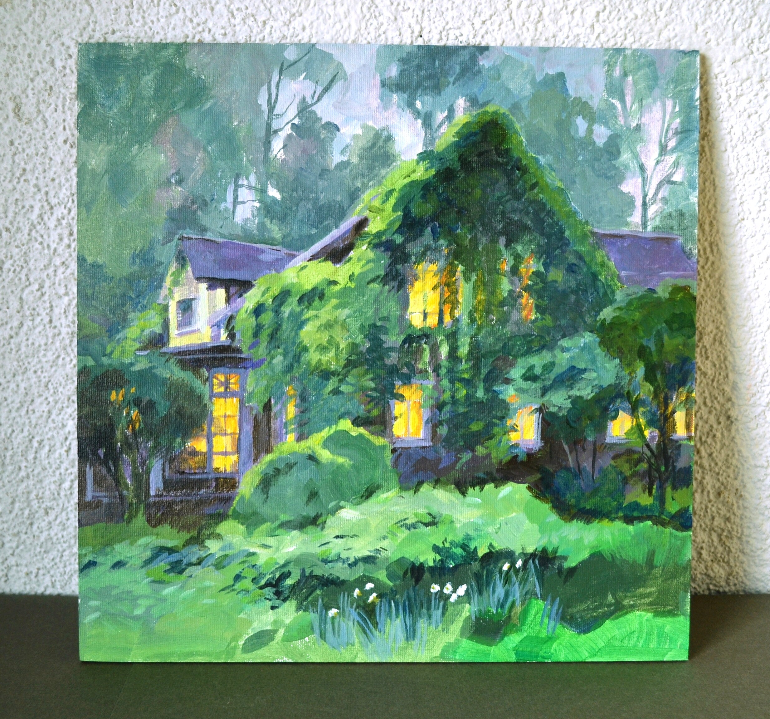 House in the garden paintings nature wall art landscape | Etsy